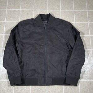 Banana Republic Vegan Suede Full Zip Bomber Jacket Mens XL Black Preppy City